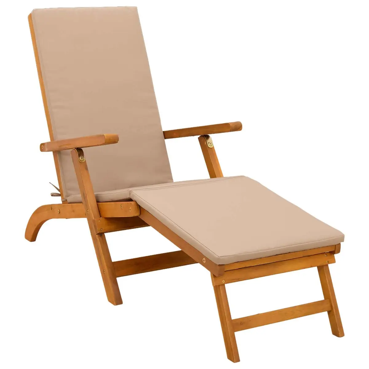 Sun Lounger Folding Chair 2 pcs Outdoor Acacia Wood Adjustable Backrest Patio