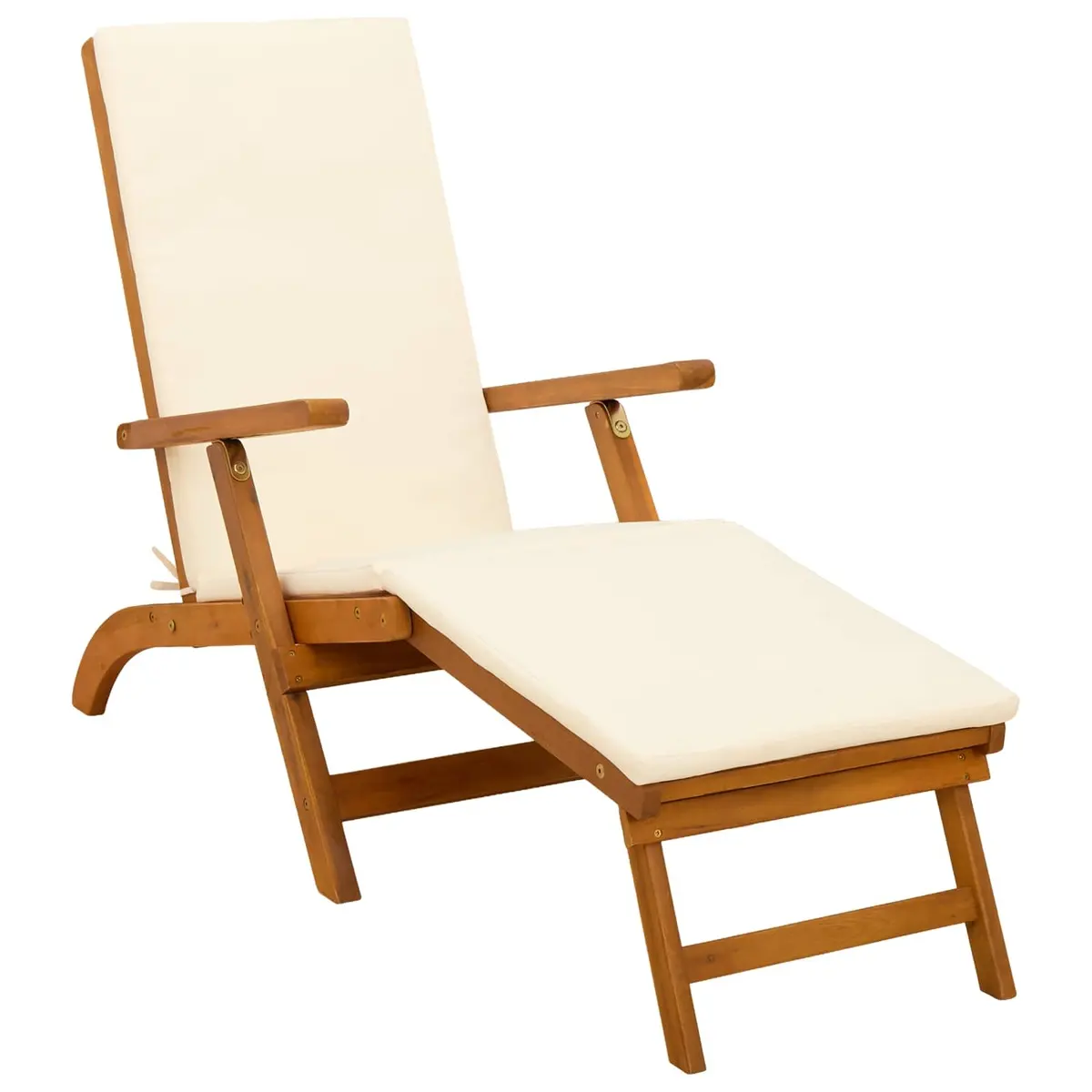 Sun Lounger Folding Chair Outdoor Garden Patio Pool Acacia Wood 3 Piece