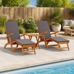 Specifications of Solid Acacia Wood Sun Lounger Chairs