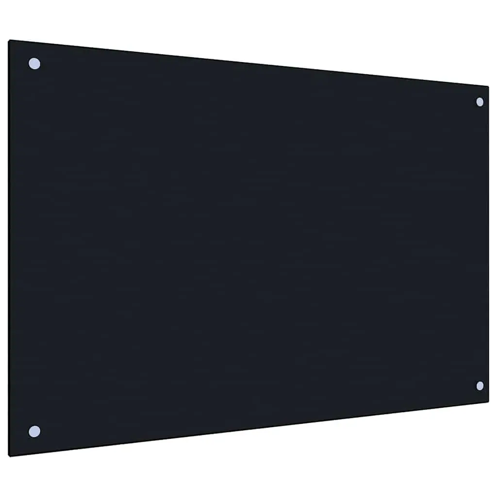 2 pcs Kitchen Backsplash Black Tempered Glass 90 x 60 cm