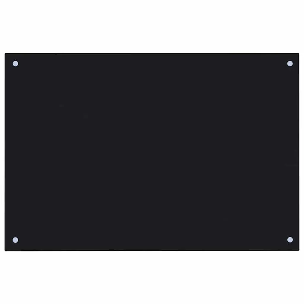 2 pcs Kitchen Backsplash Black Tempered Glass 90 x 60 cm