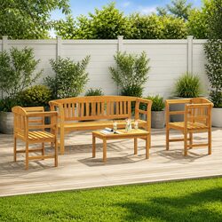 4-Piece Garden Rose Lounge Set - Solid Acacia Wood