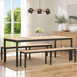 200 x 100 x 75 cm Pine Wood Dining Table with Metal Legs