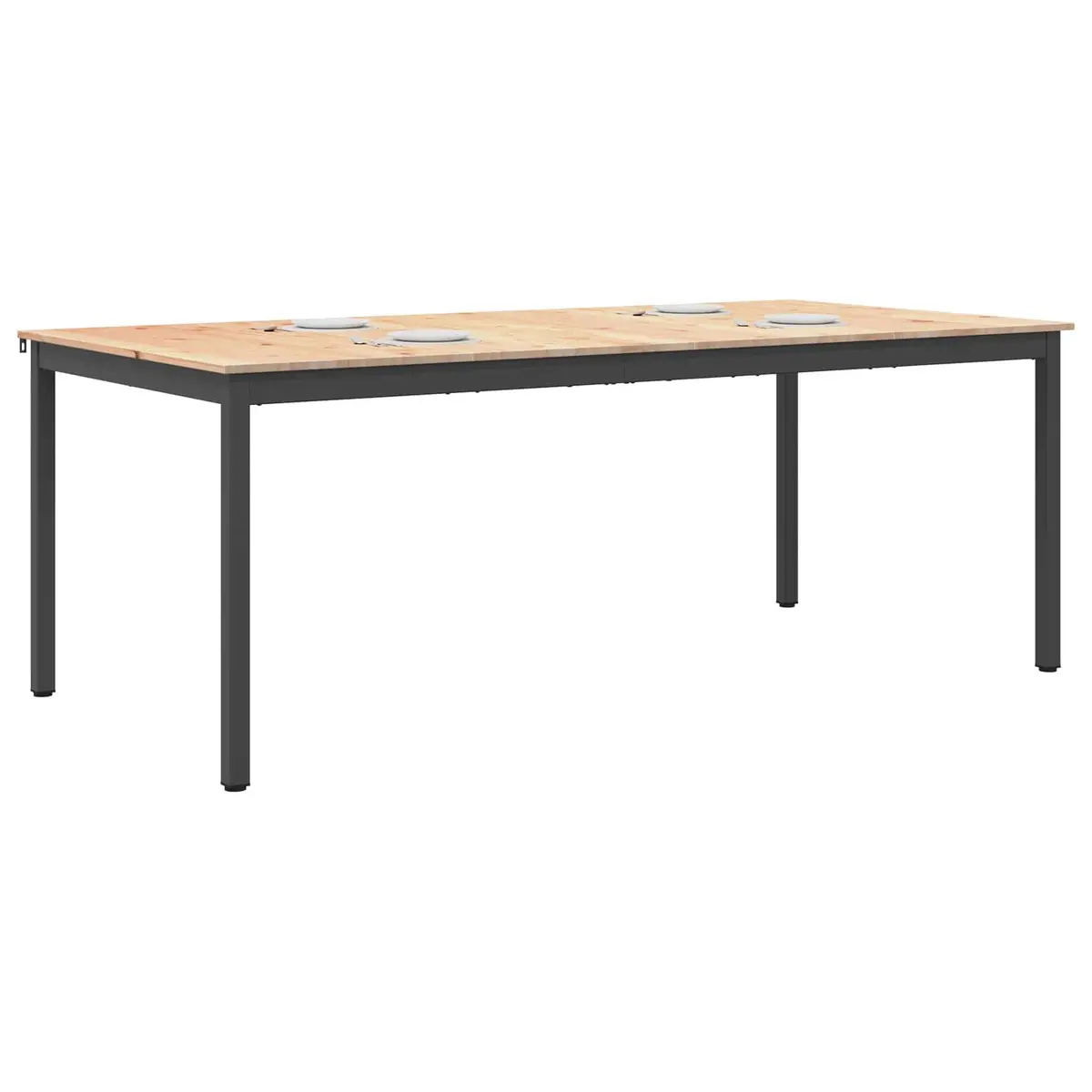200 x 100 x 75 cm Pine Wood Dining Table with Metal Legs