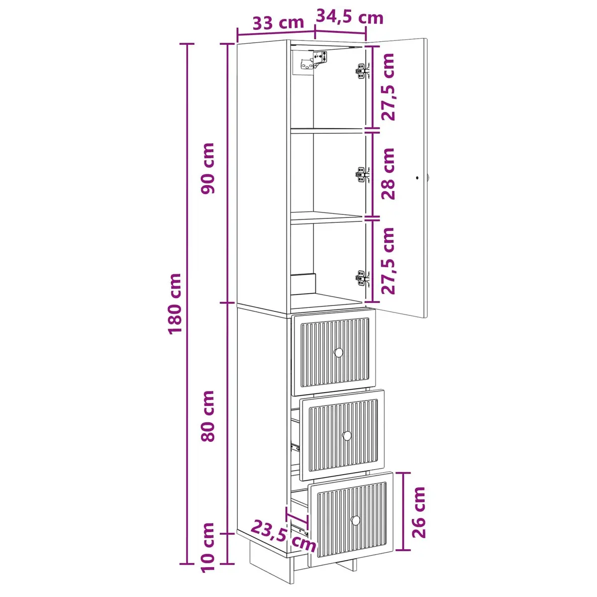 Cabinet Set for Storage 33 x 34.5 x 90 cm 2 Pieces Engineered Wood White