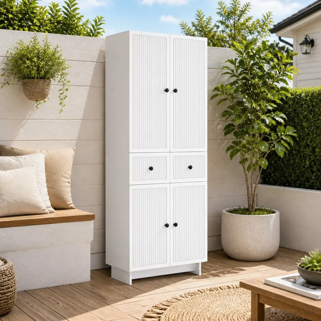Cabinet Set 2 pcs White Engineered Wood Storage 66 x 34.5 x 90 cm
