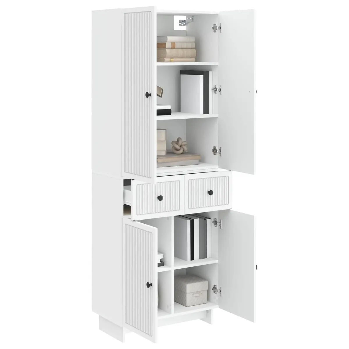 Cabinet Set 2 pcs White Engineered Wood Storage 66 x 34.5 x 90 cm