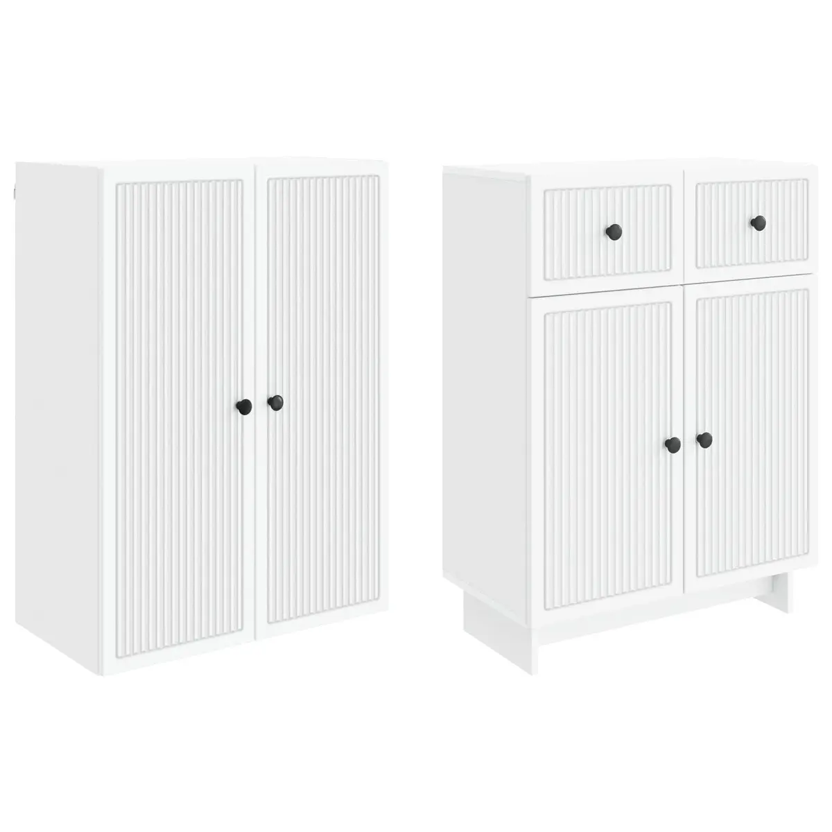 Cabinet Set 2 pcs White Engineered Wood Storage 66 x 34.5 x 90 cm