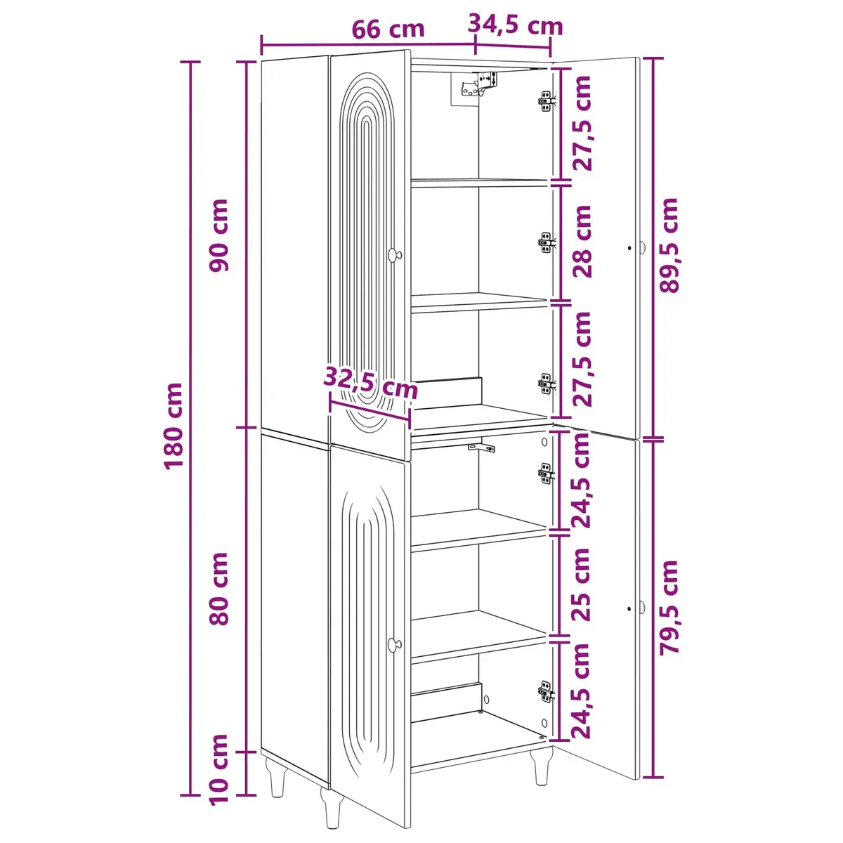 Cabinet Set 2 pcs Living Room Engineered Wood Storage Furniture 66x34.5x90cm