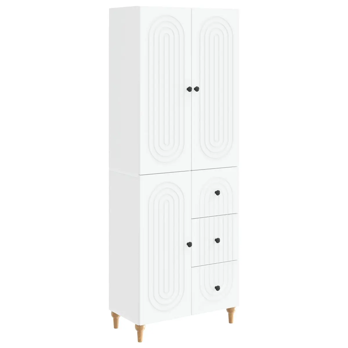 Cabinet Set Indoor Use 2 Pieces White Storage Furniture Shelves Drawers Compartments