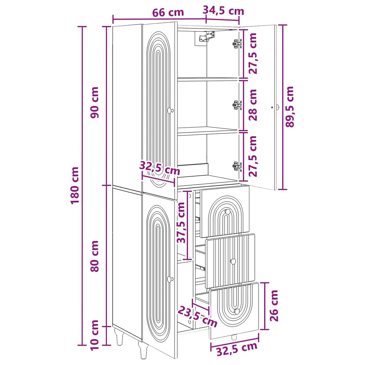 Cabinet Set Indoor Use 2 Pieces White Storage Furniture Shelves Drawers Compartments