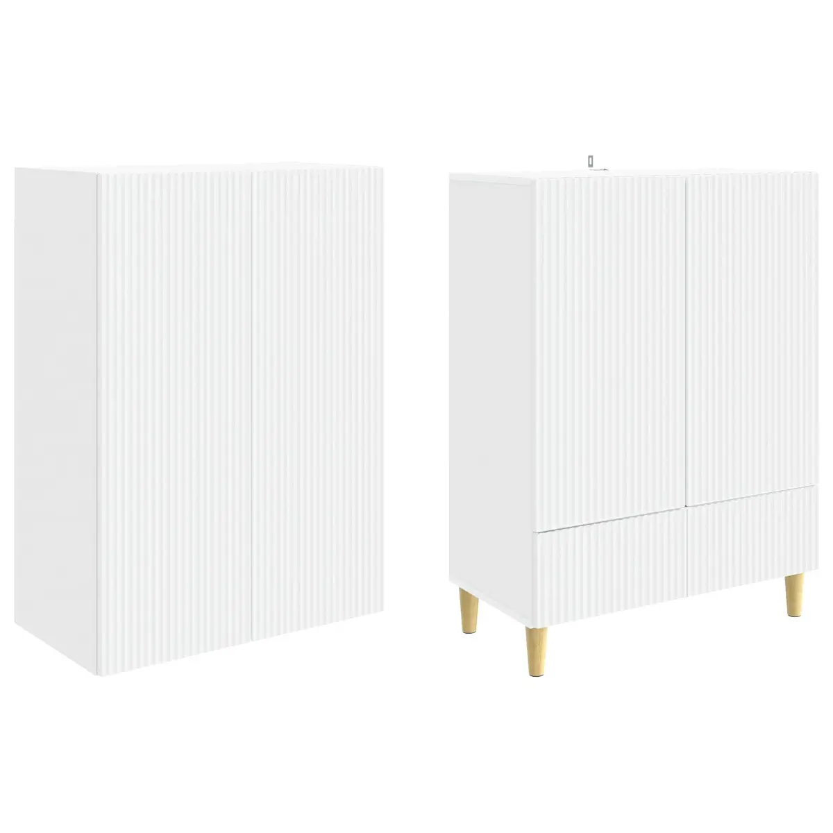 Engineered Wood Cabinet Set 2 Pieces Storage Furniture 66x34.5x95cm Shelving