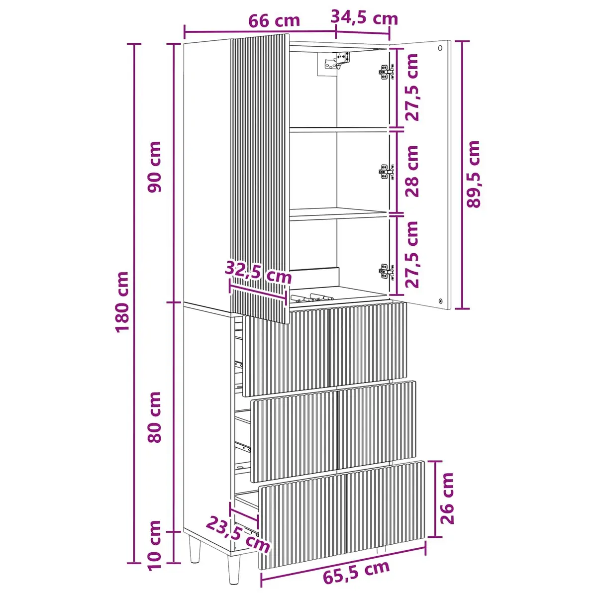 Cabinet Set 2 pcs for Living Room Bedroom Home Office 66 x 34.5 x 90 cm Engineered Wood Storage Furniture