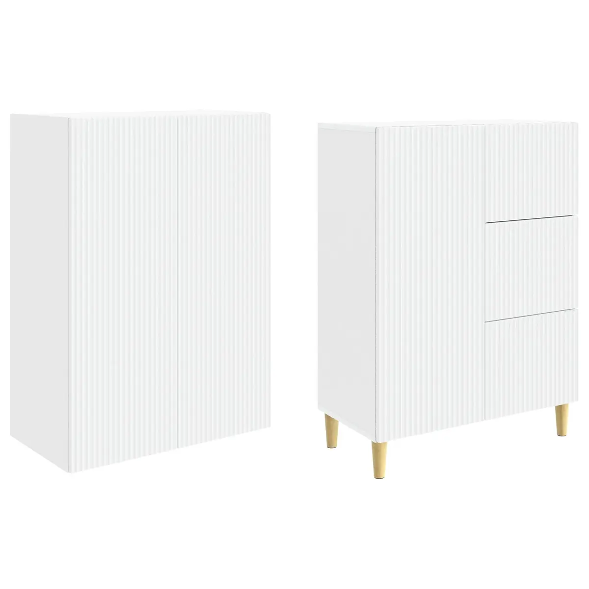 Cabinet Set 2 pcs White 66 x 34.5 x 90 cm Storage Furniture Shelves Drawers