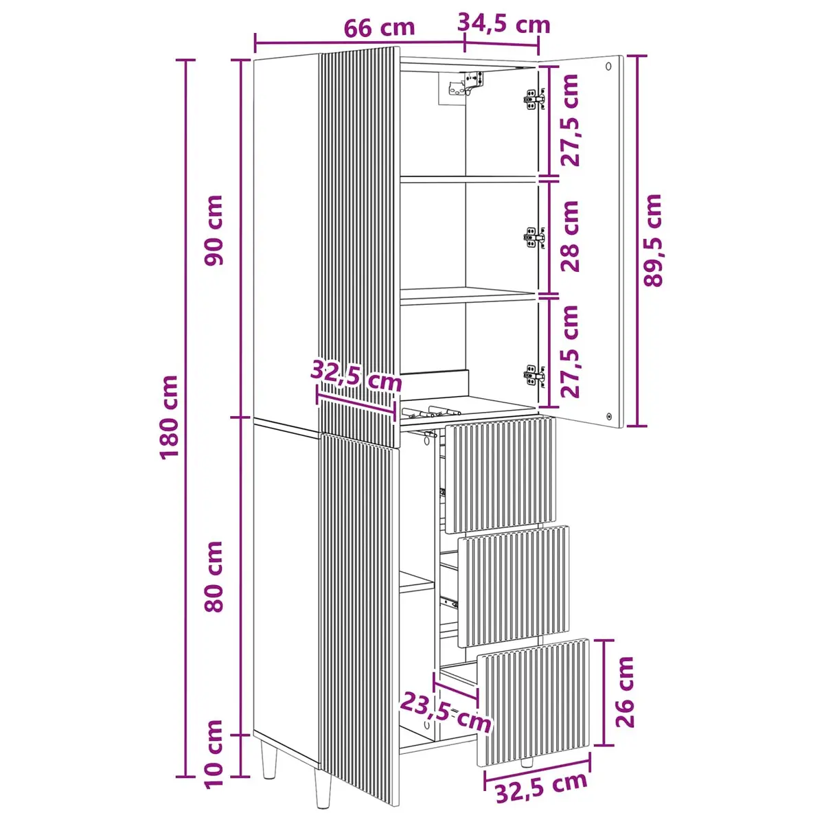 Cabinet Set 2 pcs White 66 x 34.5 x 90 cm Storage Furniture Shelves Drawers