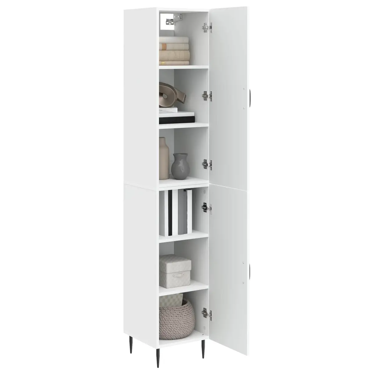 White Cabinet Set 2 Pieces Storage Furniture Living Room Bedroom 33 x 34.5 x 89.5 cm