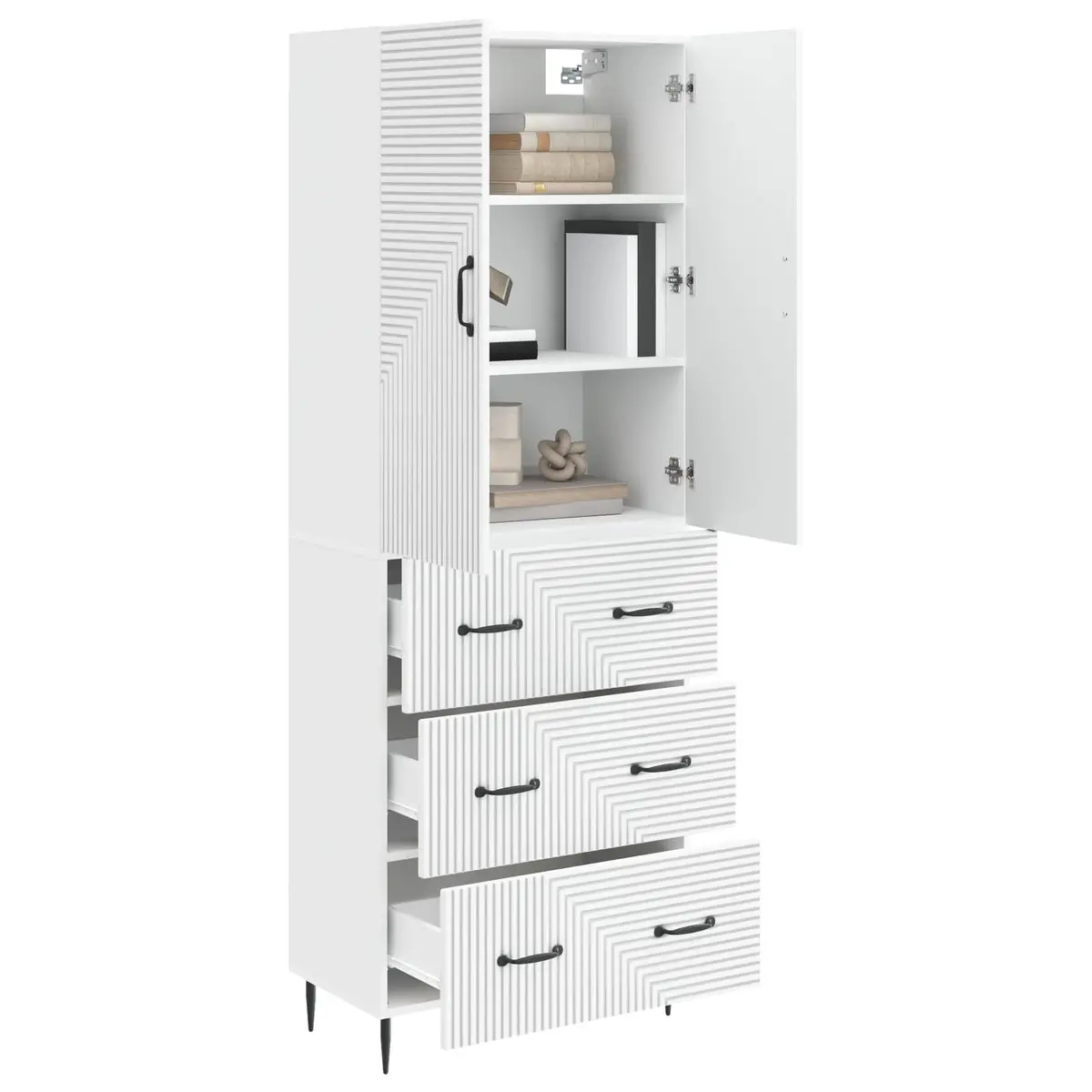 Storage Cabinet Set 2 pcs for Home 66 x 34.5 x 90 cm Adjustable Shelves