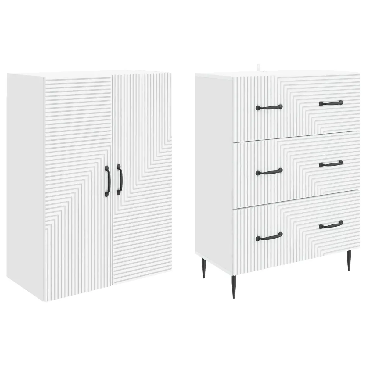 Storage Cabinet Set 2 pcs for Home 66 x 34.5 x 90 cm Adjustable Shelves