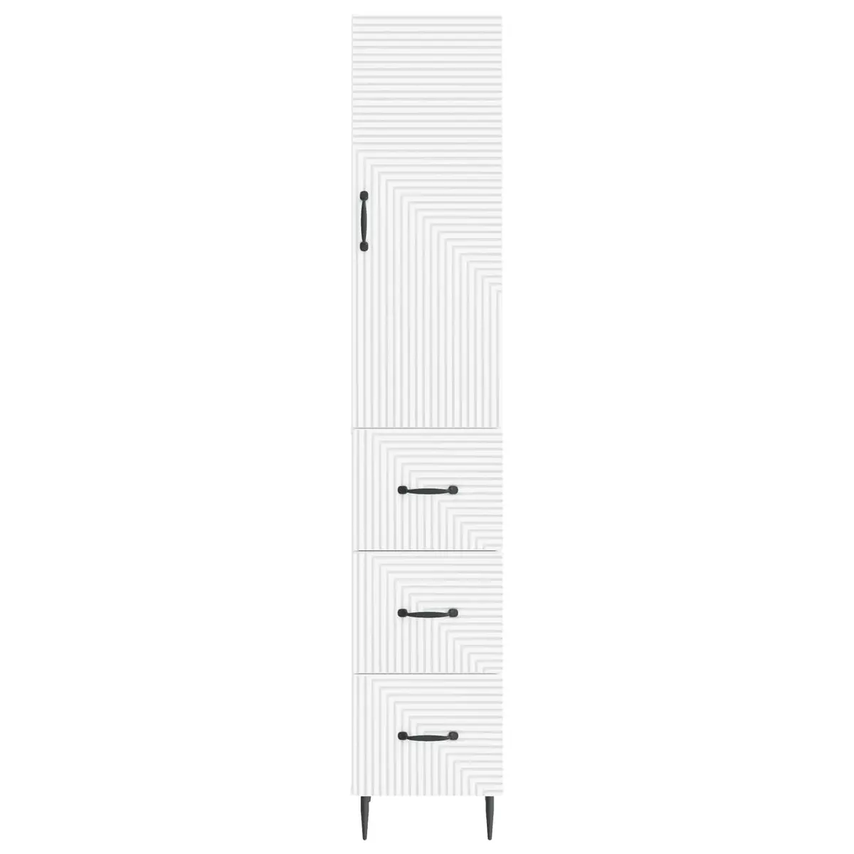 Storage Cabinet Set 2 Pieces White Modern Furniture Engineered Wood Shelves