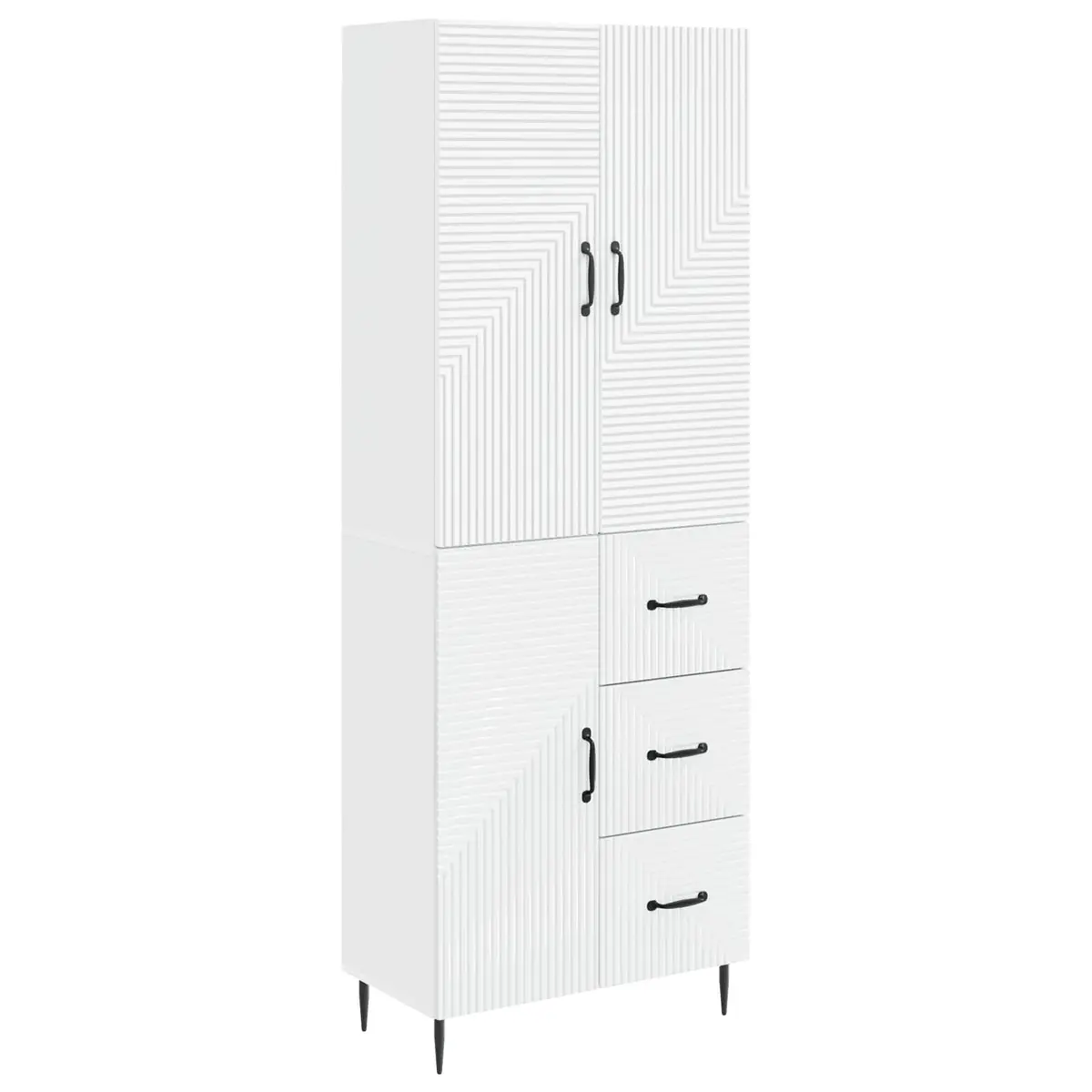 Cabinet Set 2 Pieces Indoor Outdoor White Modern Storage 66 x 34.5 x 89.5 cm