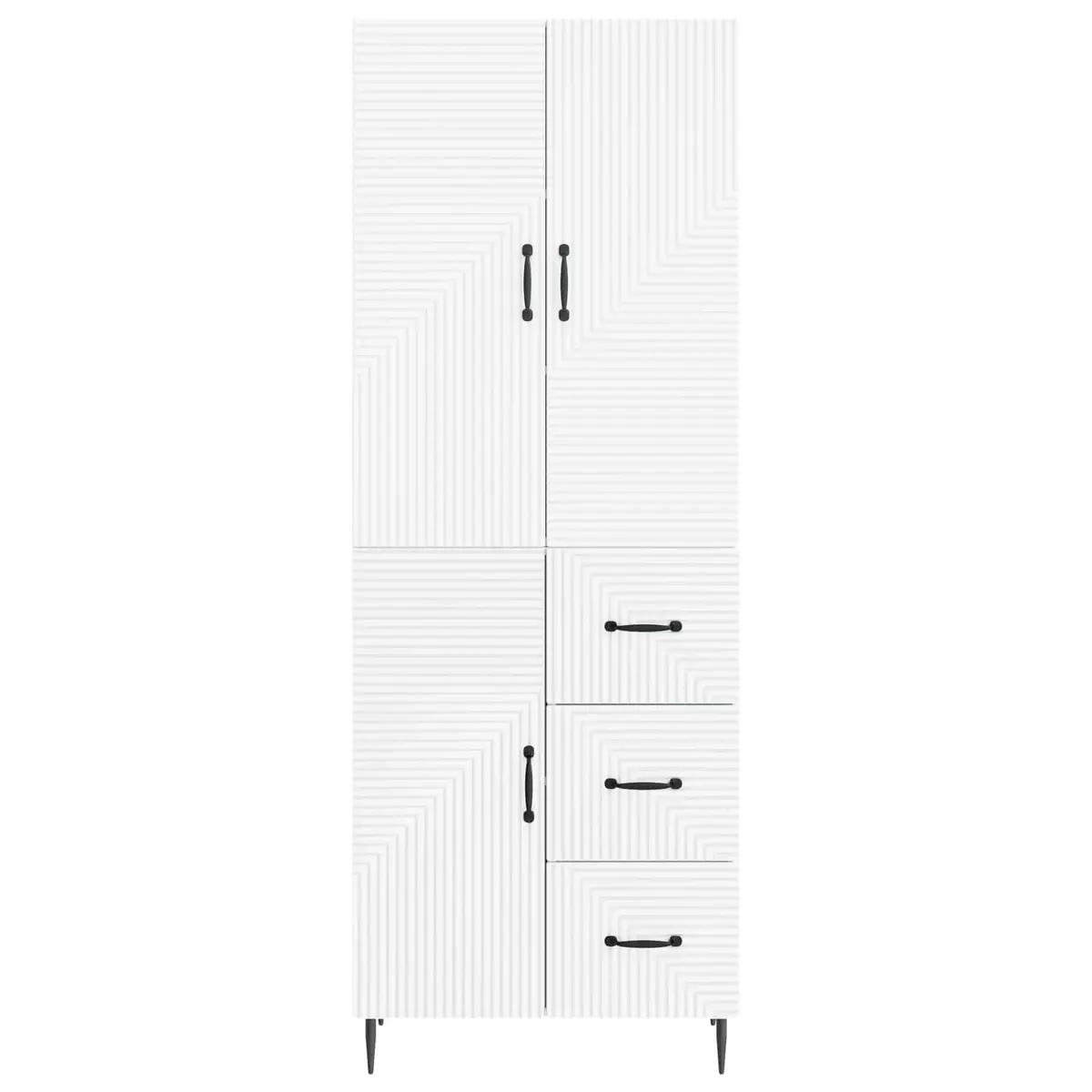 Cabinet Set 2 Pieces Indoor Outdoor White Modern Storage 66 x 34.5 x 89.5 cm