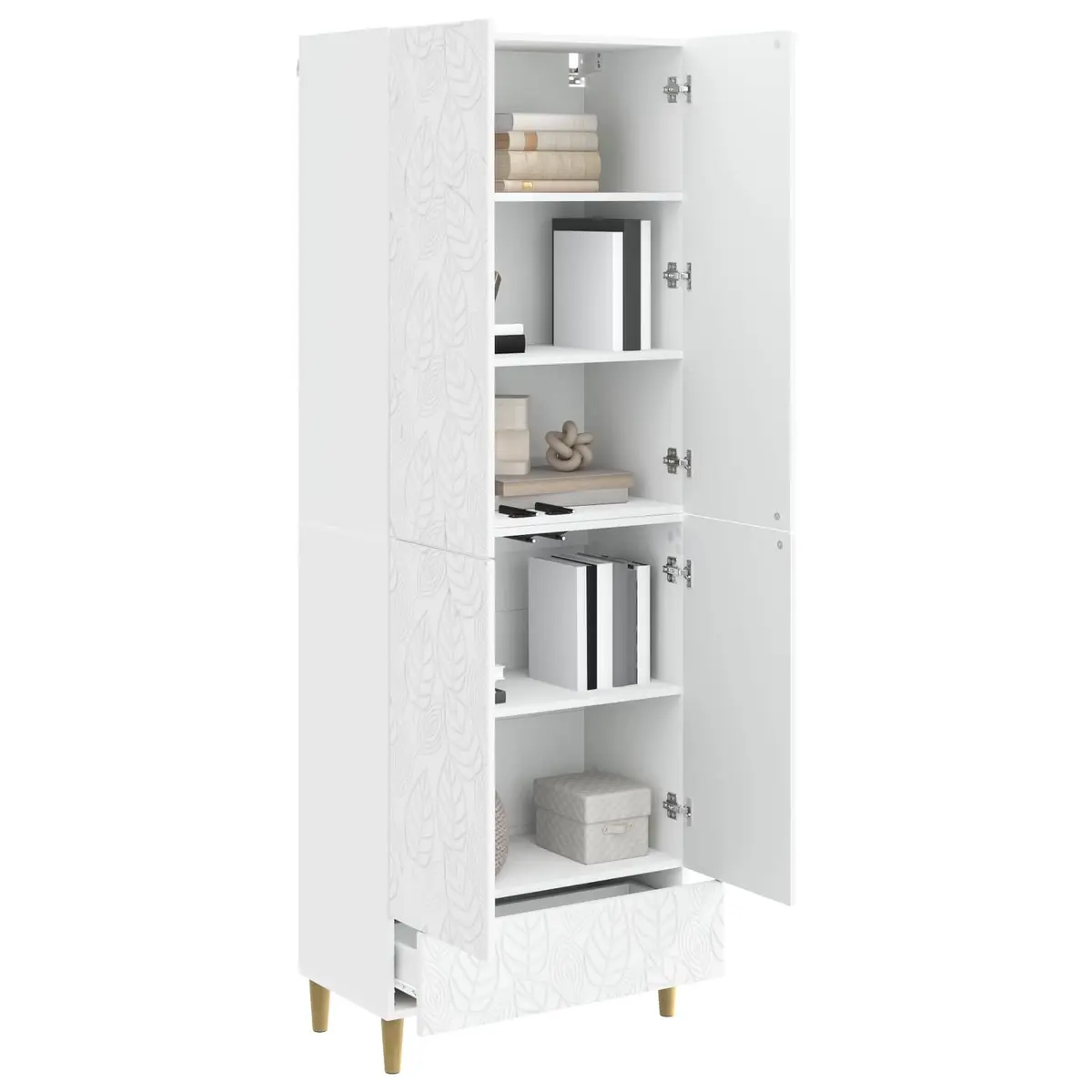 Cabinet Set 2 Pieces White Storage Furniture Home Office