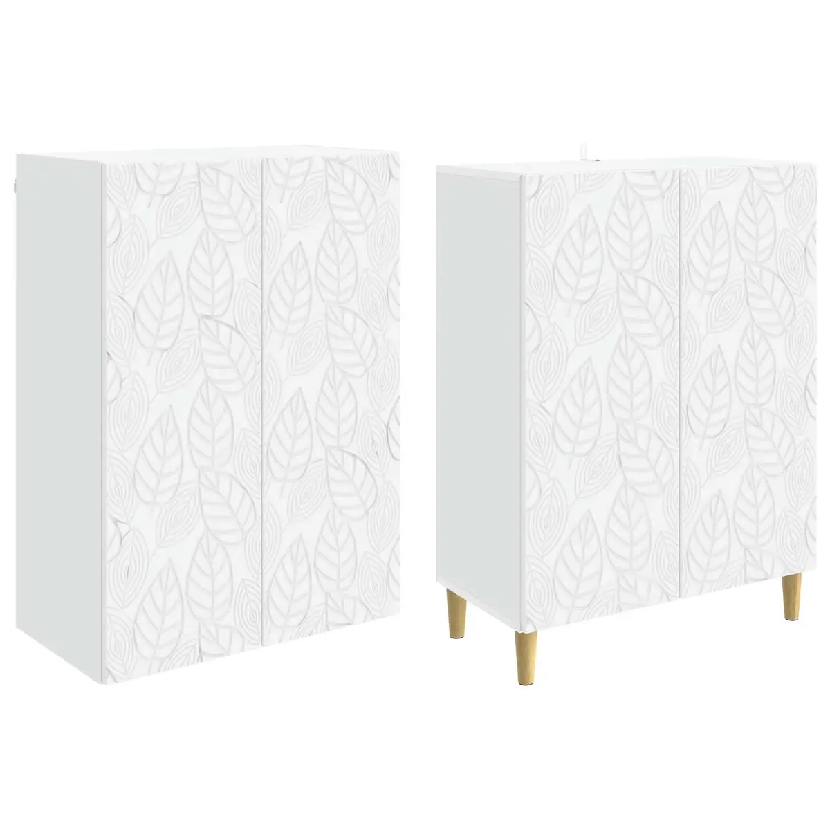 Cabinet Set for Living Room White Engineered Wood 2 Pieces
