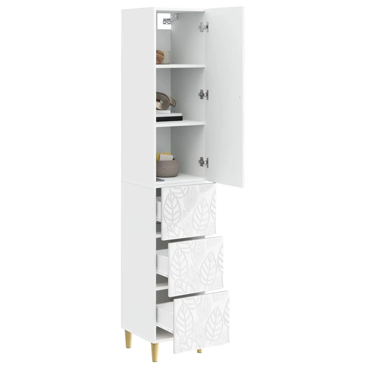 White Storage Cabinet Set 2 pcs Home 33 x 34.5 x 90 cm