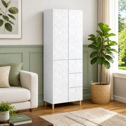 Modular Furniture Set: 2 Pieces in White, Space-Saving Design