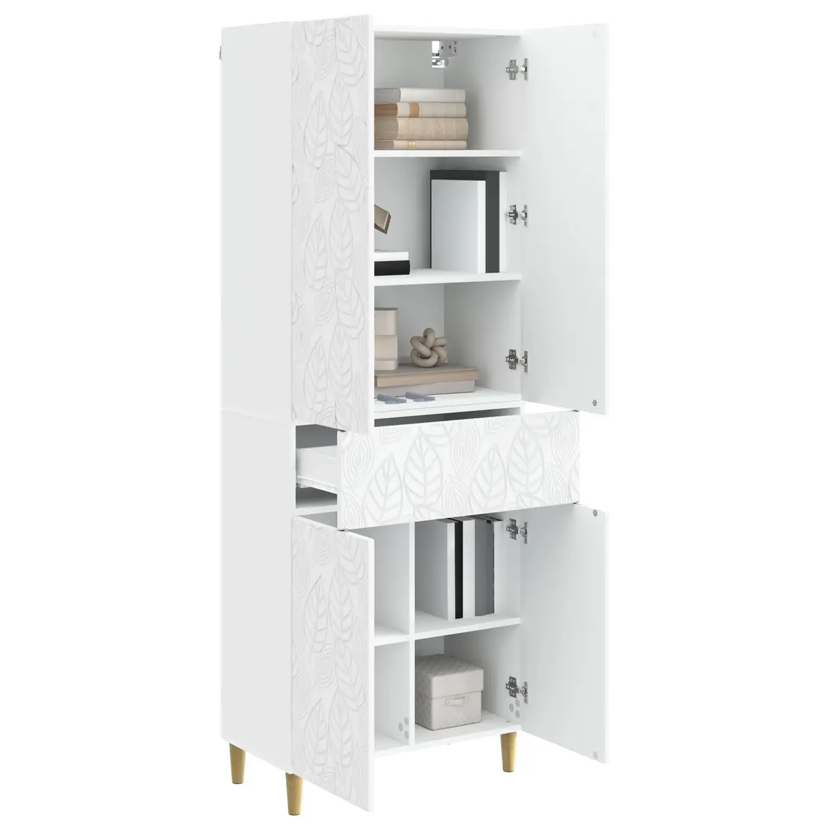 Cabinet Set 2 Pcs White Storage Cabinets Home Furniture Set with Shelves Drawers