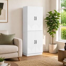 2-Piece Cabinet Set: White Engineered Wood Storage