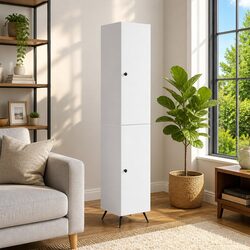 2-Piece Cabinet Set: 2 Units, Engineered Wood, White Finish