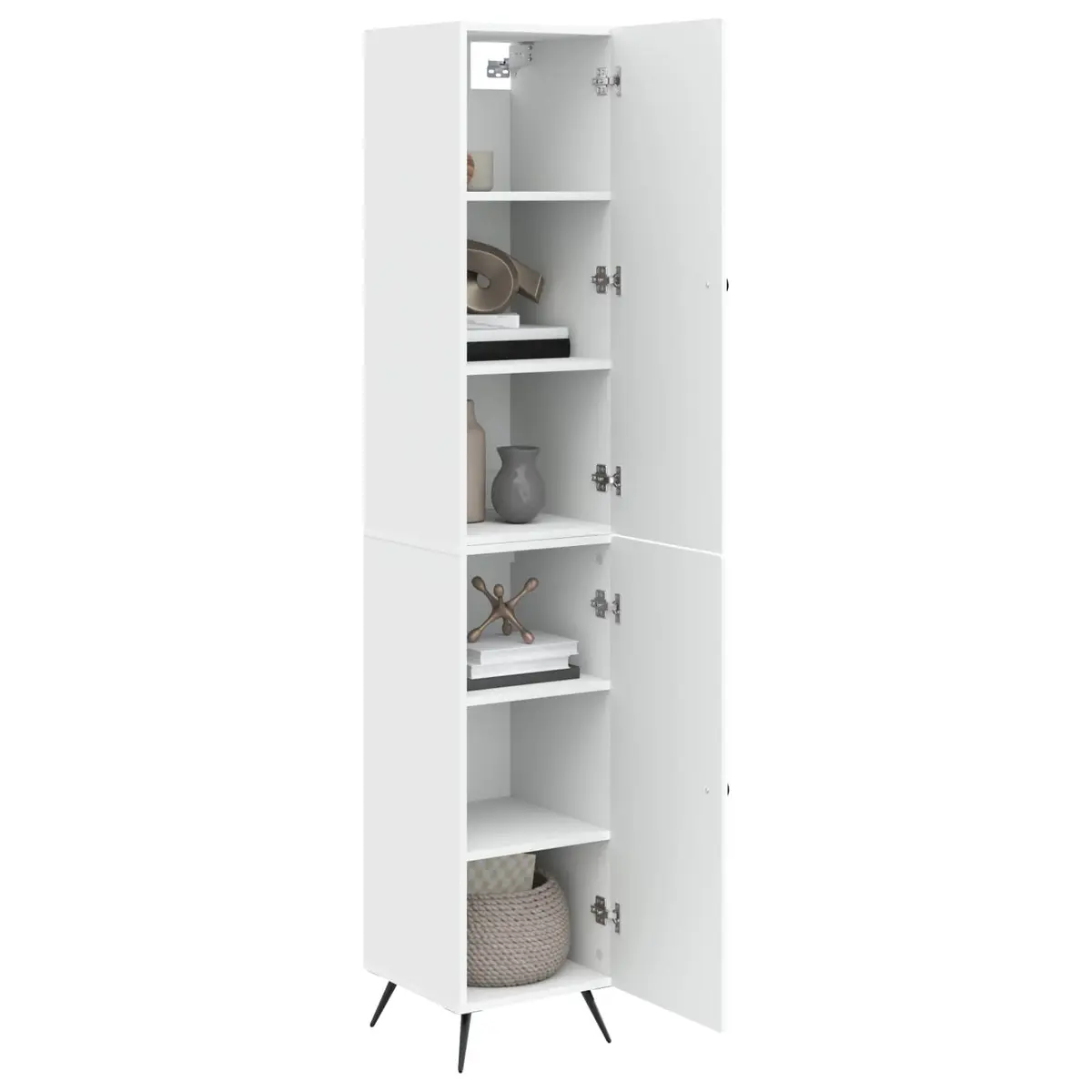 Cabinet Set Living Room Bedroom 2 Piece White Engineered Wood Furniture Storage