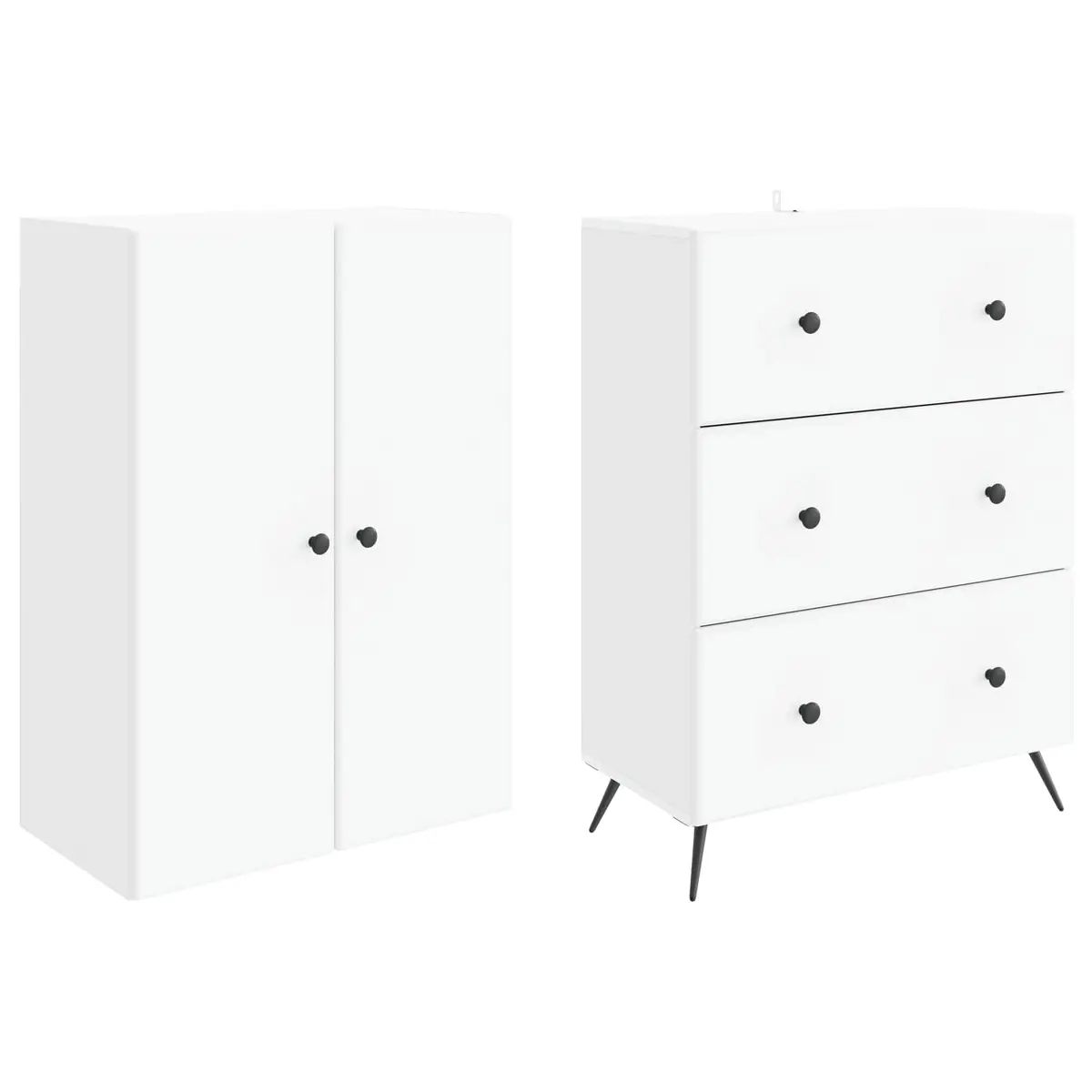 Storage Cabinet Set 2 pcs White 66 x 34.5 x 90 cm for Home Office Living Room Bedroom