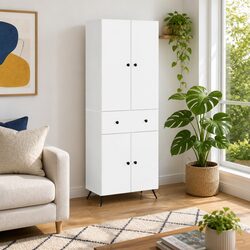 White Furniture Set 2 Pieces Modern Living Room Storage Modular Design