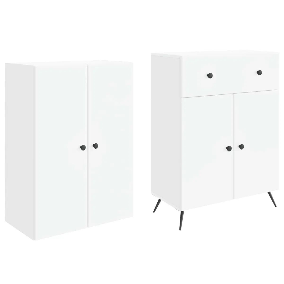 White Furniture Set 2 Pieces Modern Living Room Storage Modular Design