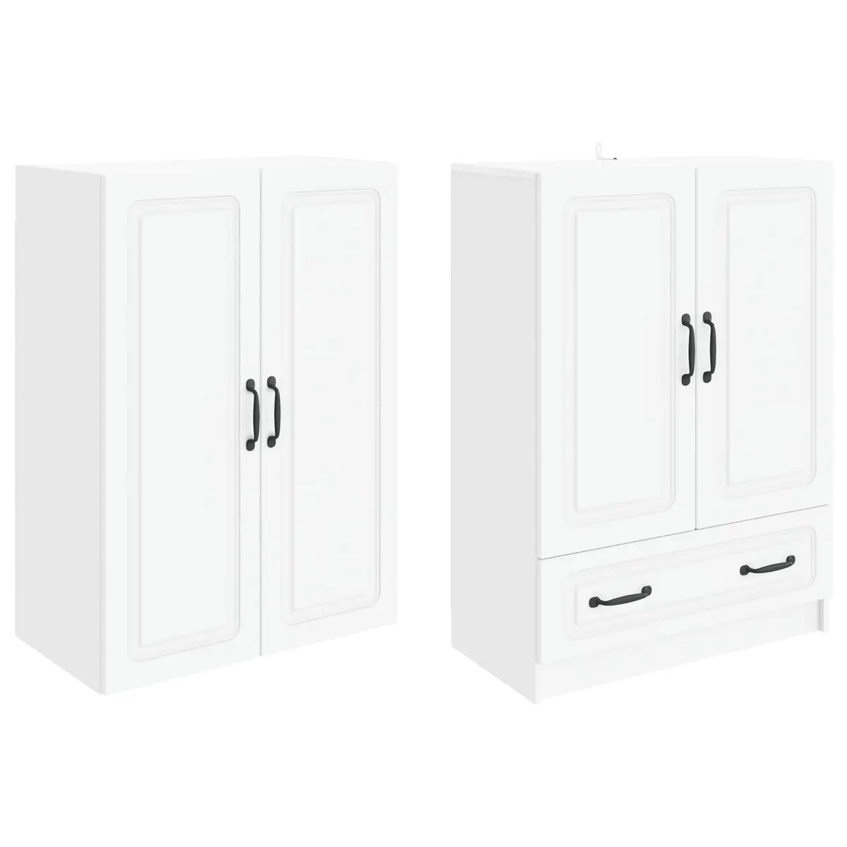 Cabinet Set 2 Pieces Living Room White Engineered Wood Furniture