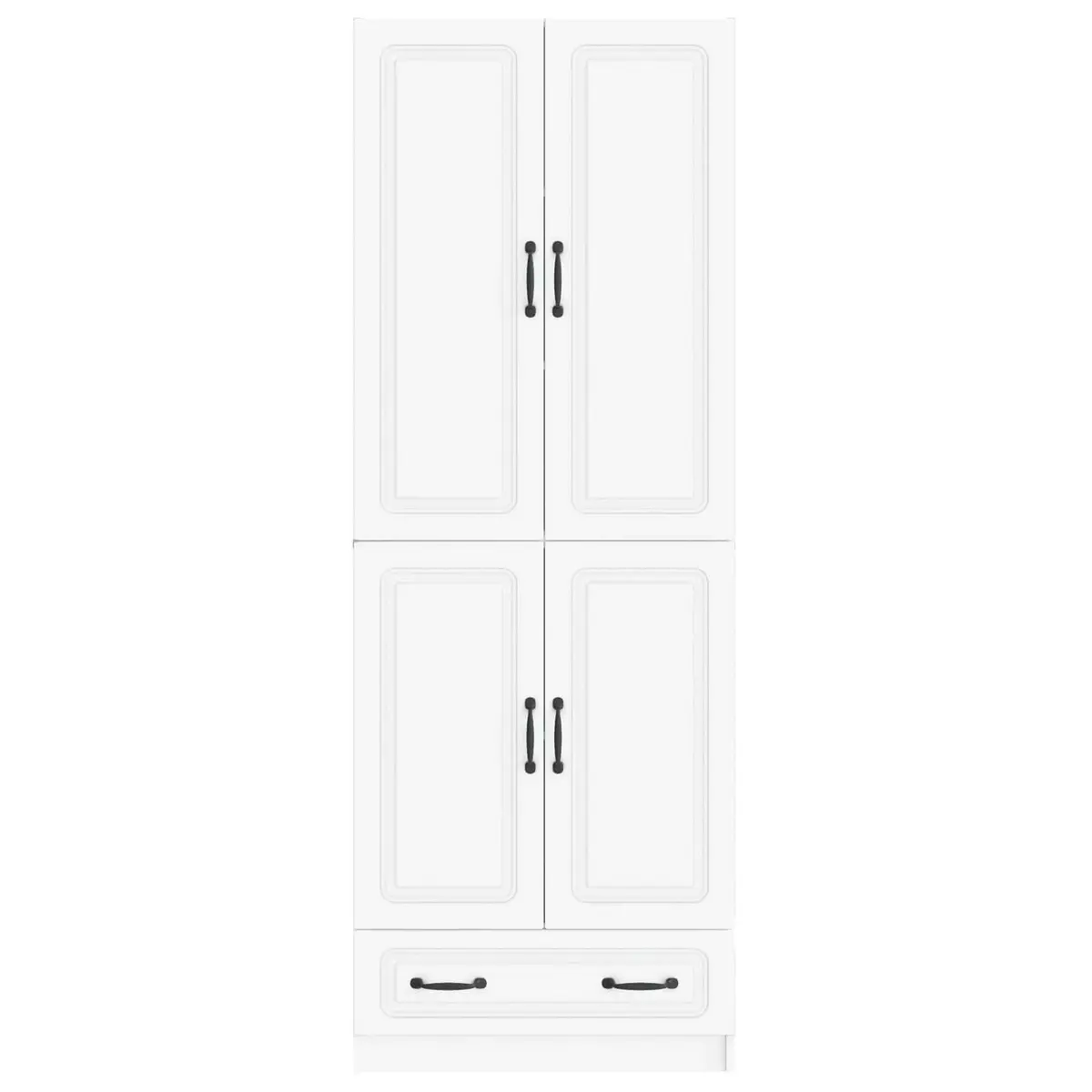 Cabinet Set 2 Pieces Living Room White Engineered Wood Furniture