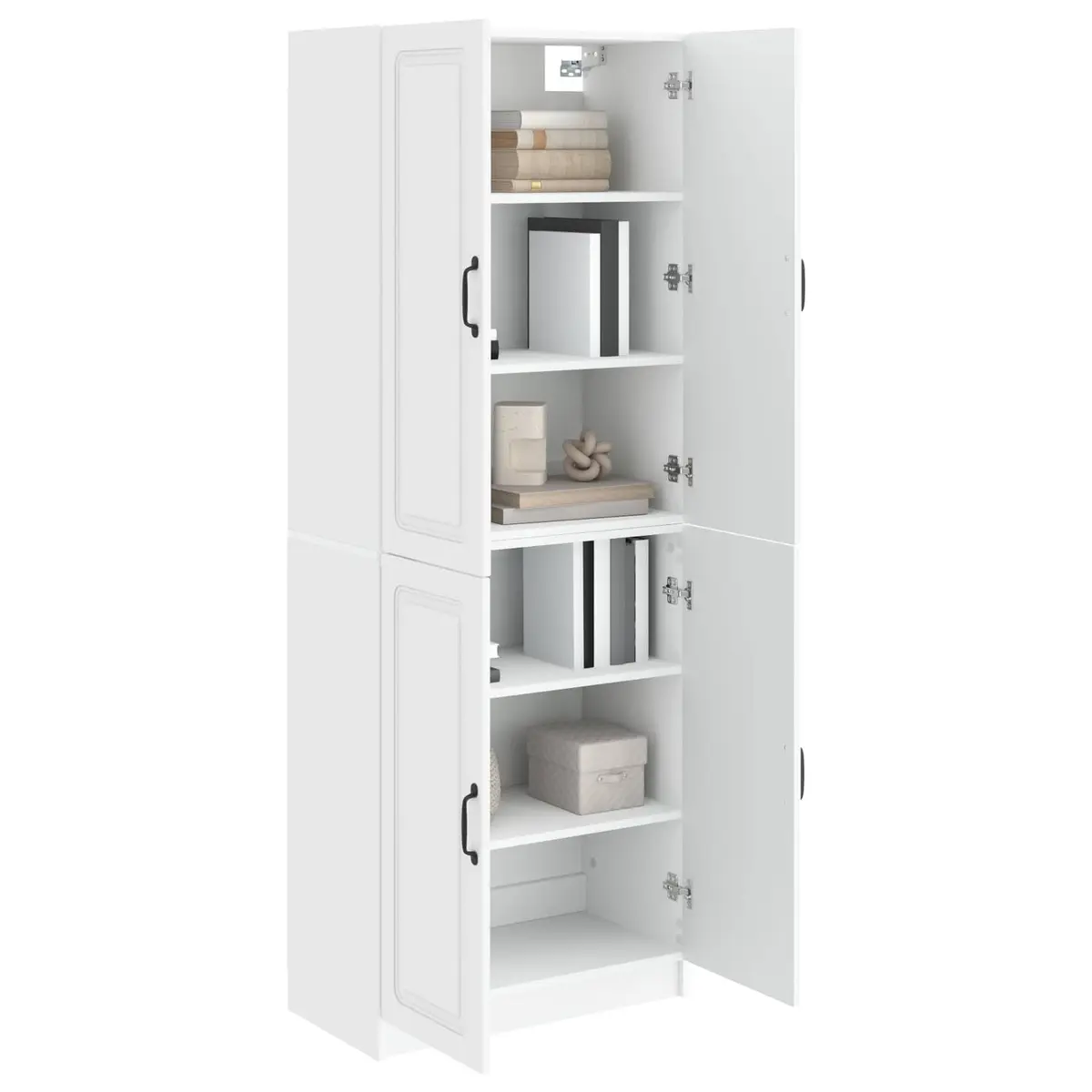 White Engineered Wood 2-Piece Cabinet Set