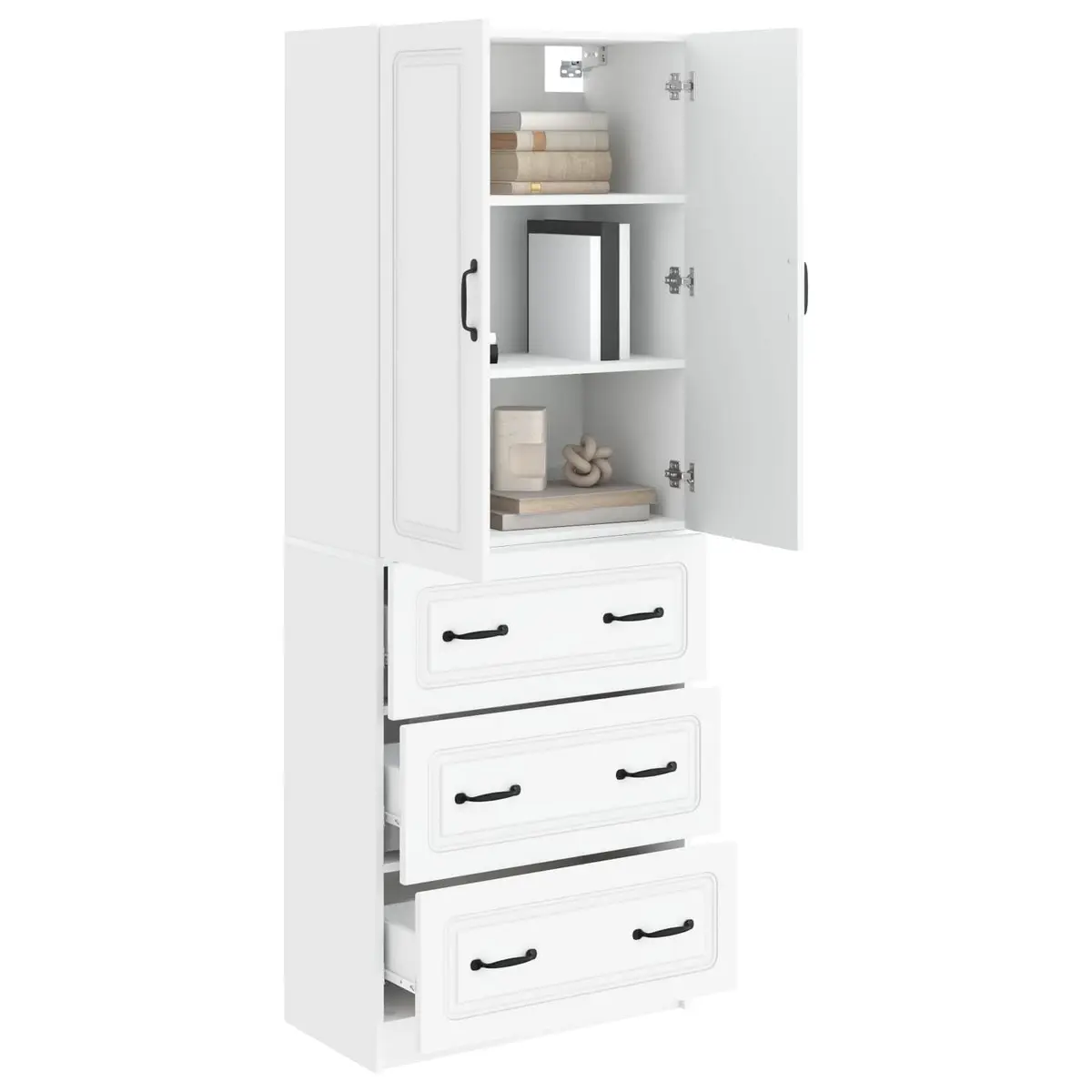 Storage Cabinet Set 2 pcs White Modern Furniture Hallway Bedroom