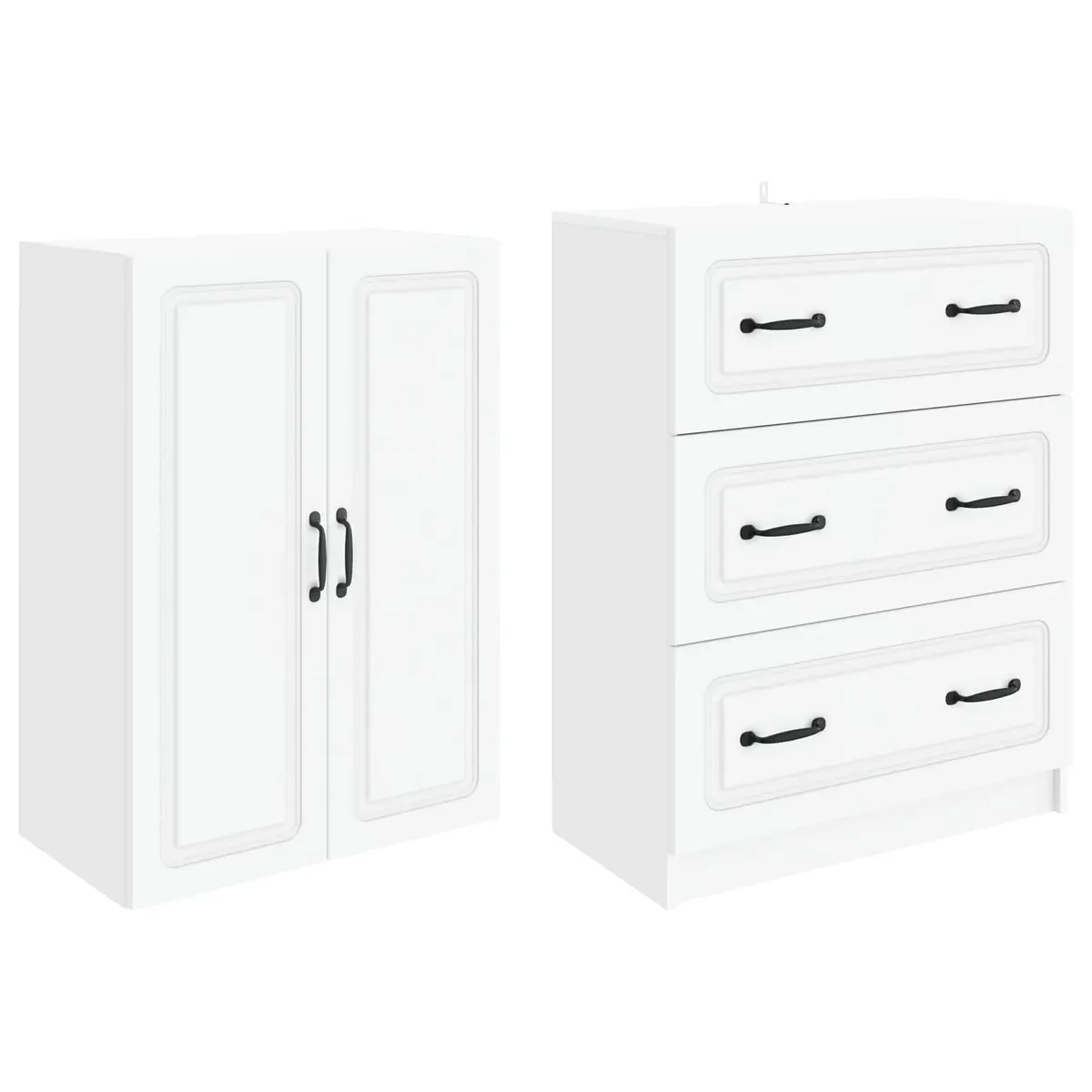 Storage Cabinet Set 2 pcs White Modern Furniture Hallway Bedroom