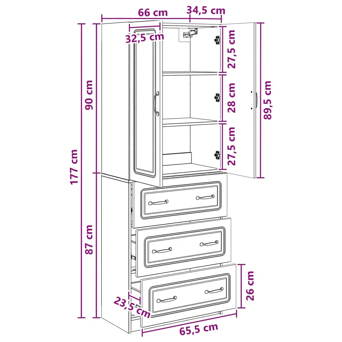 Storage Cabinet Set 2 pcs White Modern Furniture Hallway Bedroom