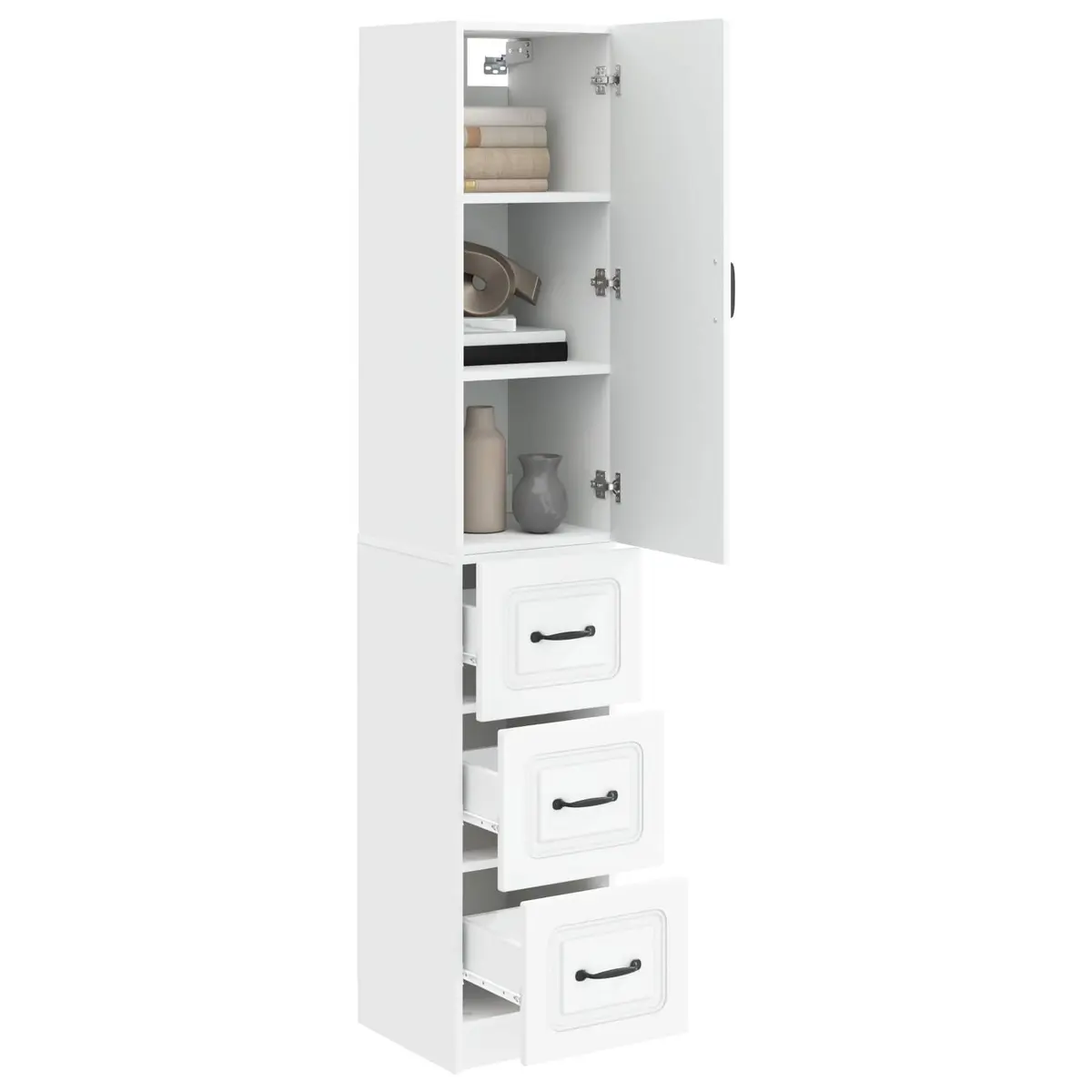 Storage Cabinet Set Living Room Office Bedroom 33 x 34.5 x 87 cm with Drawers Shelves LED Light