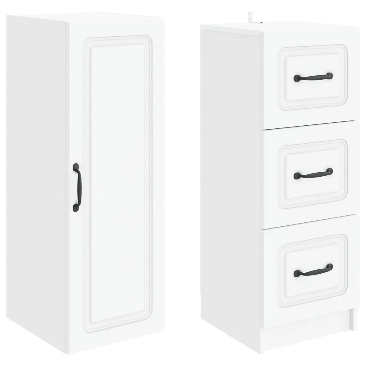 Storage Cabinet Set Living Room Office Bedroom 33 x 34.5 x 87 cm with Drawers Shelves LED Light
