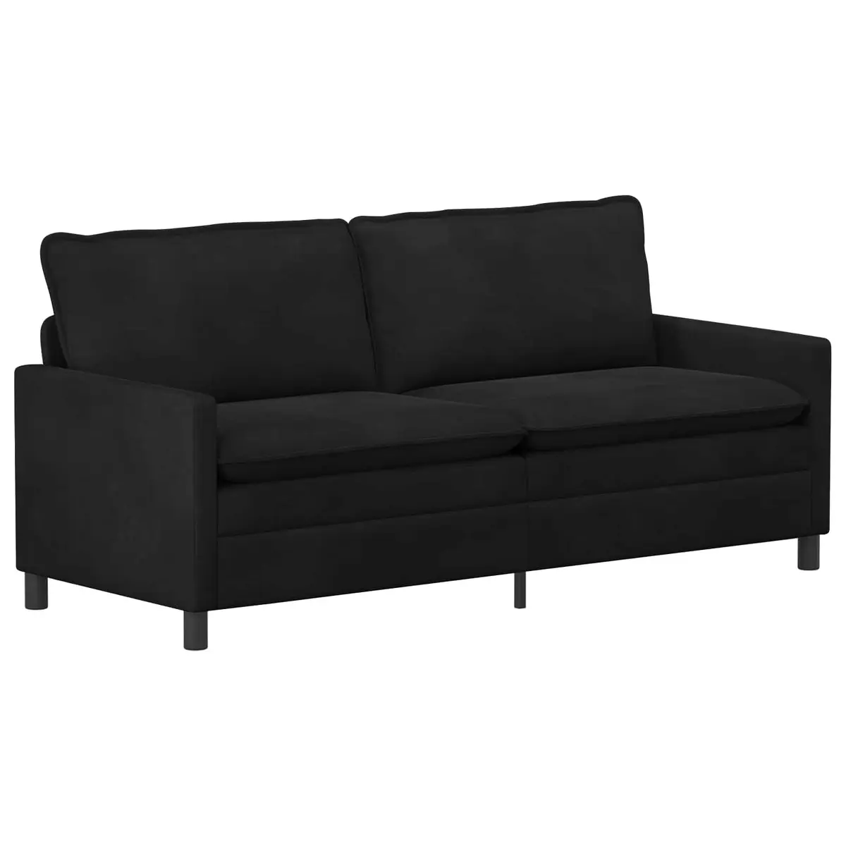 2 Piece Black Velvet Sofa Set with Cushions