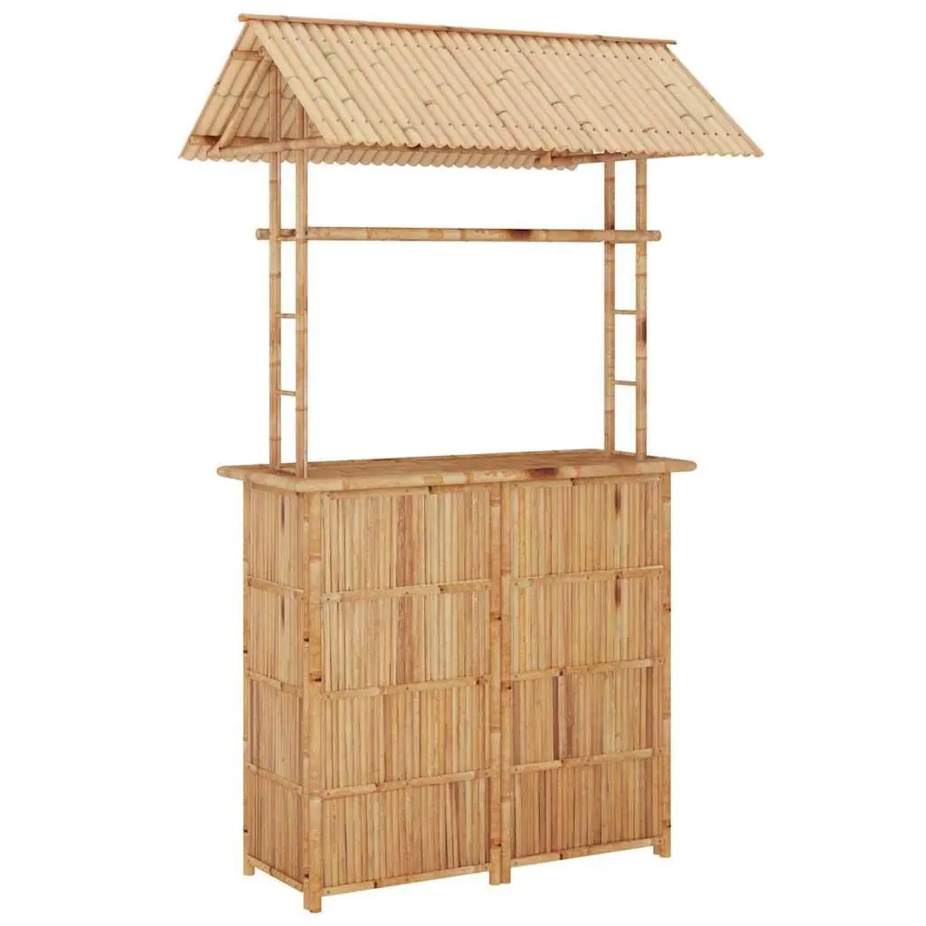 Bamboo Bar Set Garden Patio Outdoor 3 Piece Brown Foldable