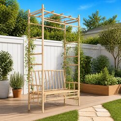 Bamboo Garden Bench with Pergola Dimensions: 116cm