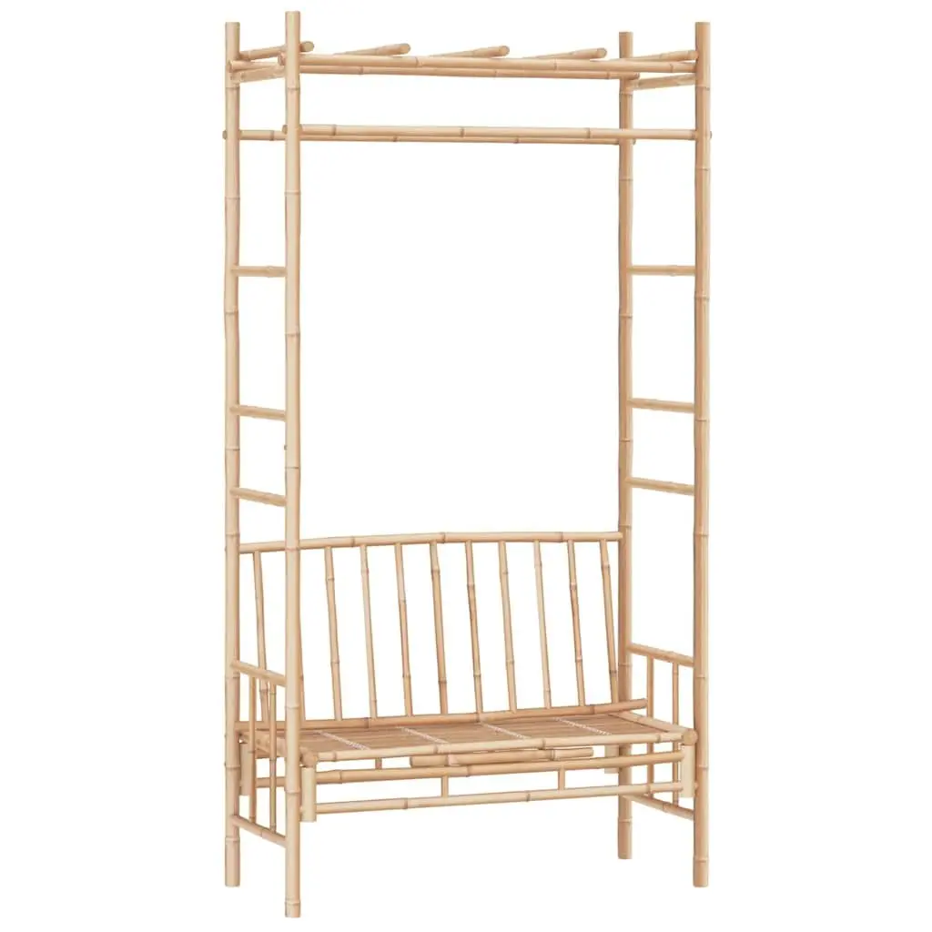 Garden Bench with Pergola Trellis Bamboo Outdoor Seating Brown 116cm