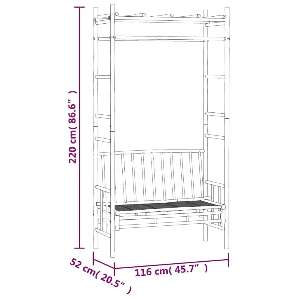 Garden Bench with Pergola Trellis Bamboo Outdoor Seating Brown 116cm