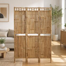 3-Panel Room Divider, Bamboo, 120x180 cm, Brown
